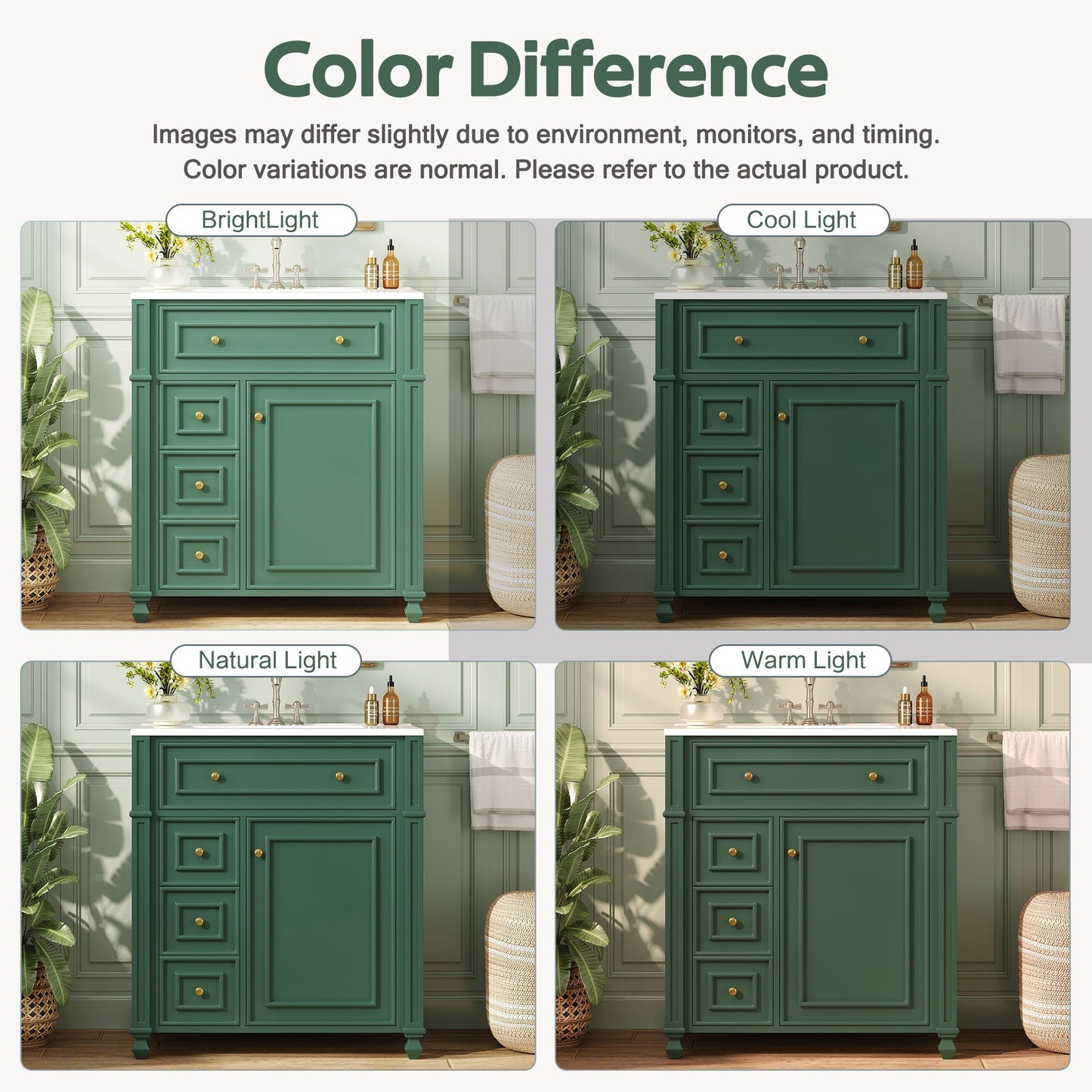 Bathroom Vanity Cabinet With Sink, Soft Close Doors With Door Organizer