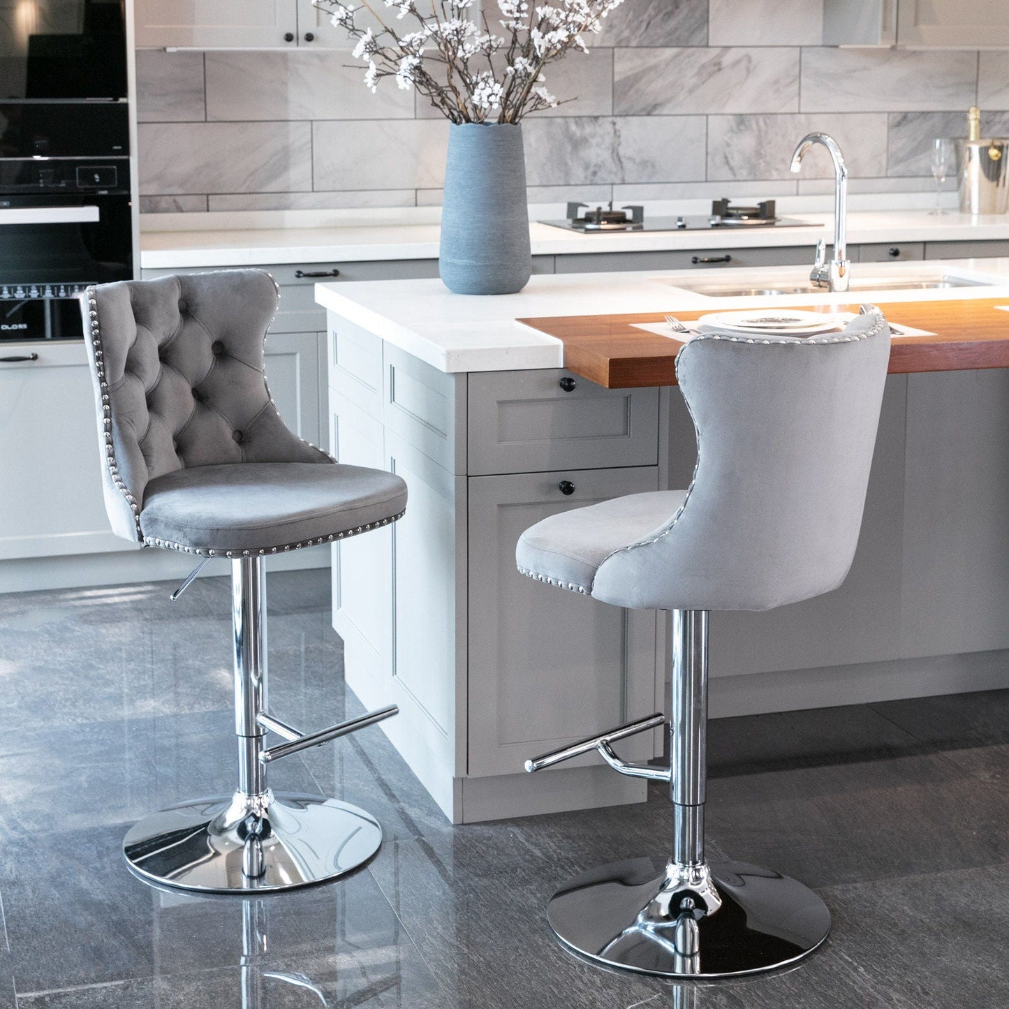Swivel Adjustable Height Barstools Set of 2