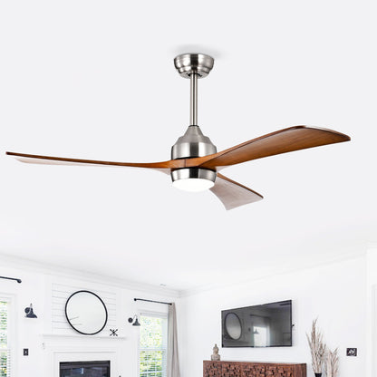 52" Solid Wood Blades Ceiling Fan with Lights and Remote Control