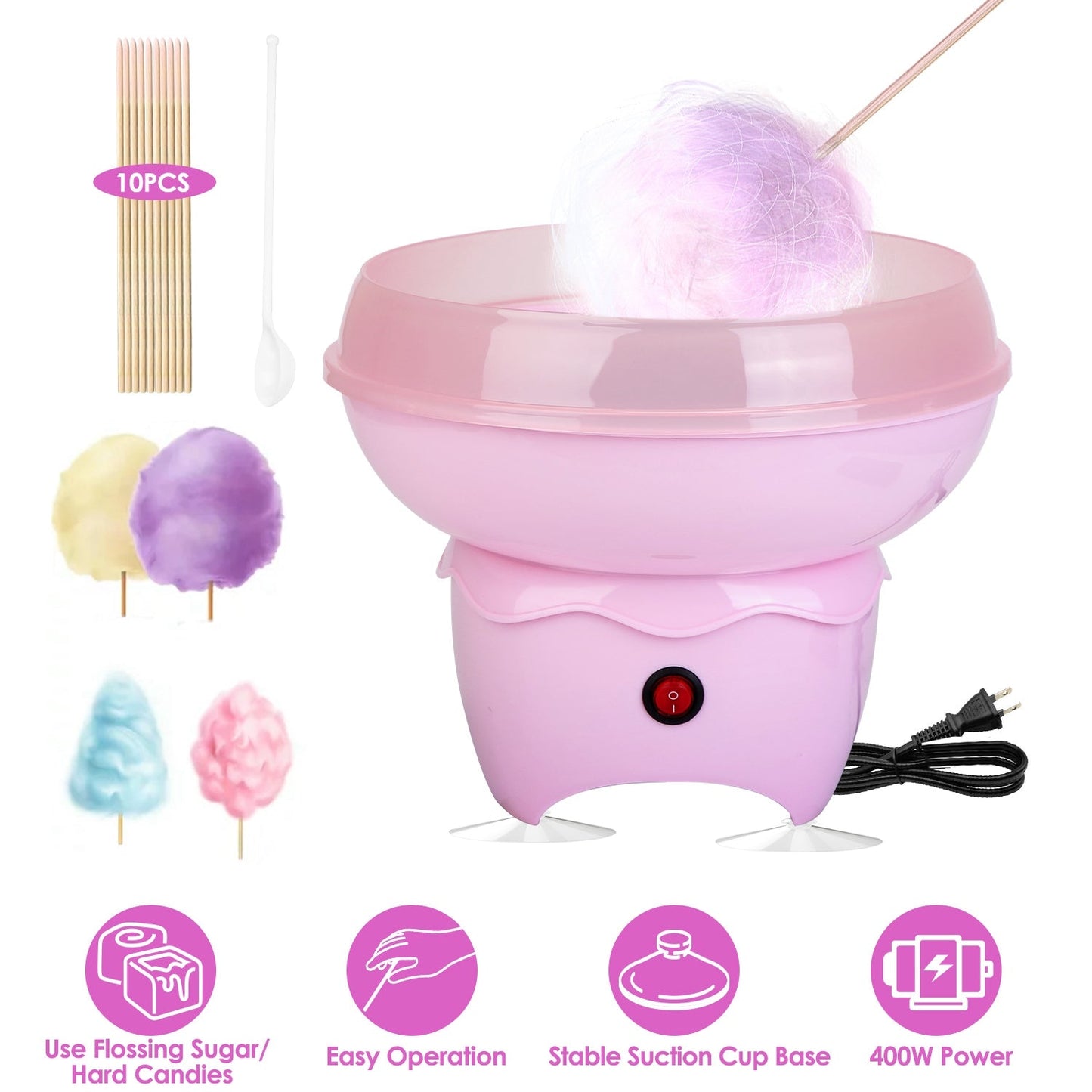 Cotton Candy Maker Portable Cotton Candy Machine Electric Cotton Candy Express_x000B__x000B_for Kids Christmas Gift Birthday