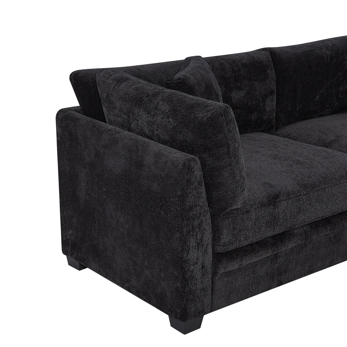 83.50" Modern Flared Arms Sofa (Black)