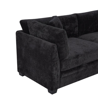 83.50" Modern Flared Arms Sofa (Black)