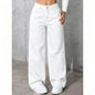 Draped Floor-length Black Straight-leg Jeans