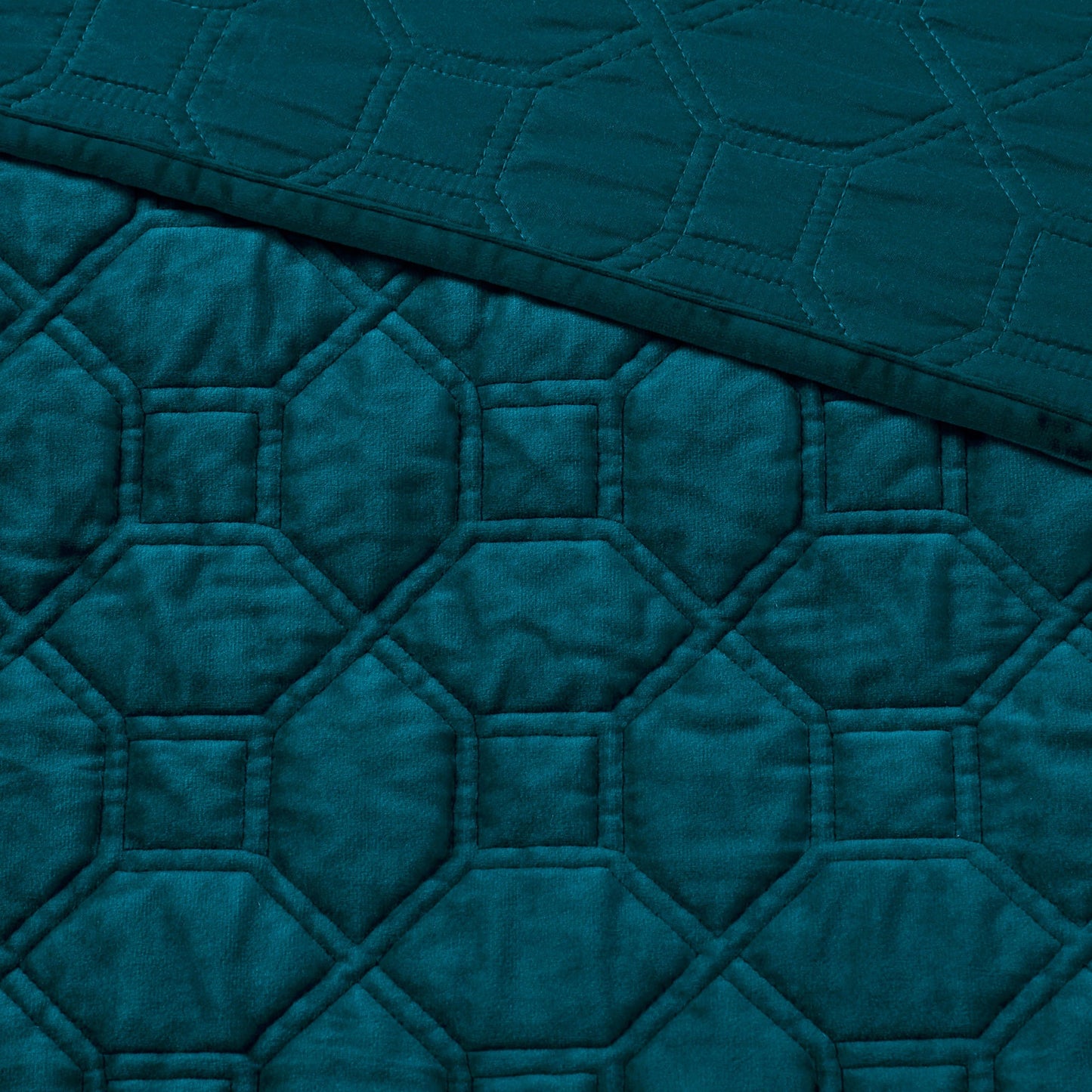 3 Piece Velvet Quilt Set Teal King/Cal King