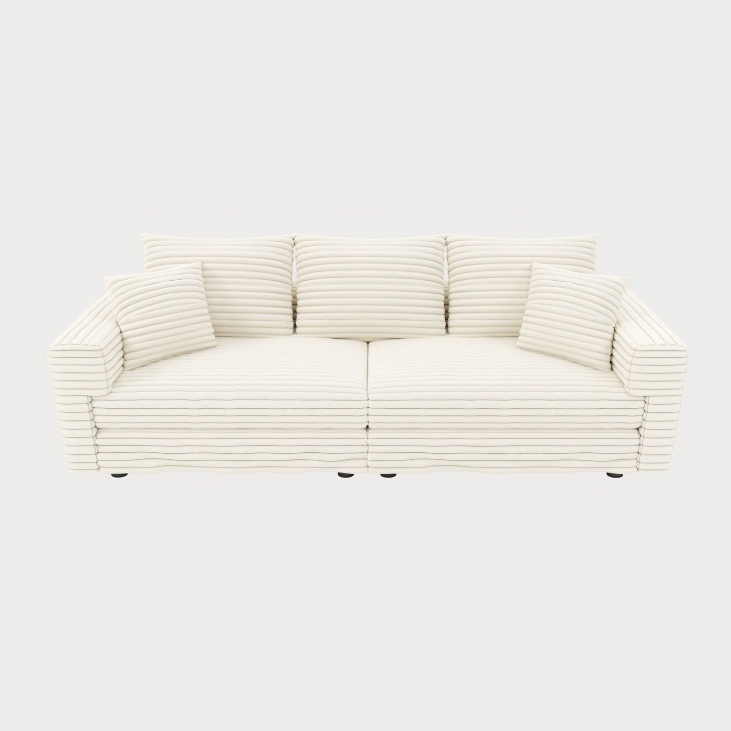 Deep Seat Convertible Sofa With Soft Pillows And Ottomans
