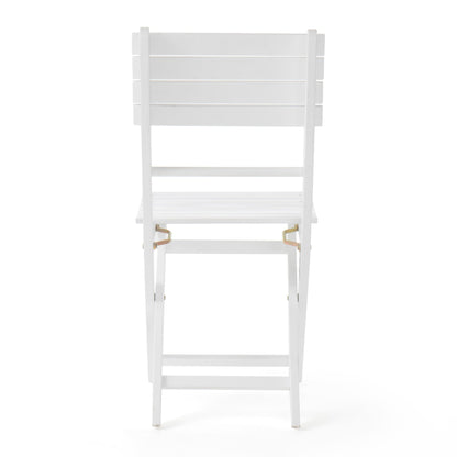 Outdoor Foldable Wood Dining Chair With Slat Design (Set of 2)