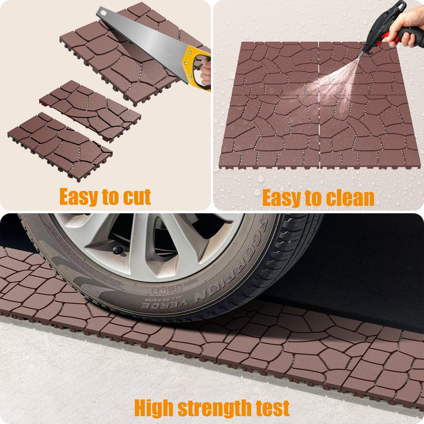 New Stone Texture 12" Patio Deck Tiles, 44pcs