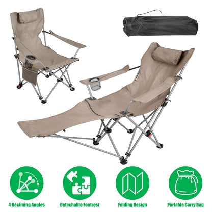 Reclining Camping Chair with Footrest – 4-Position Adjustable