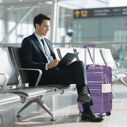 HIFINE Tourist 3-Piece ABS Spinner Wheel Luggage Set (Purple)