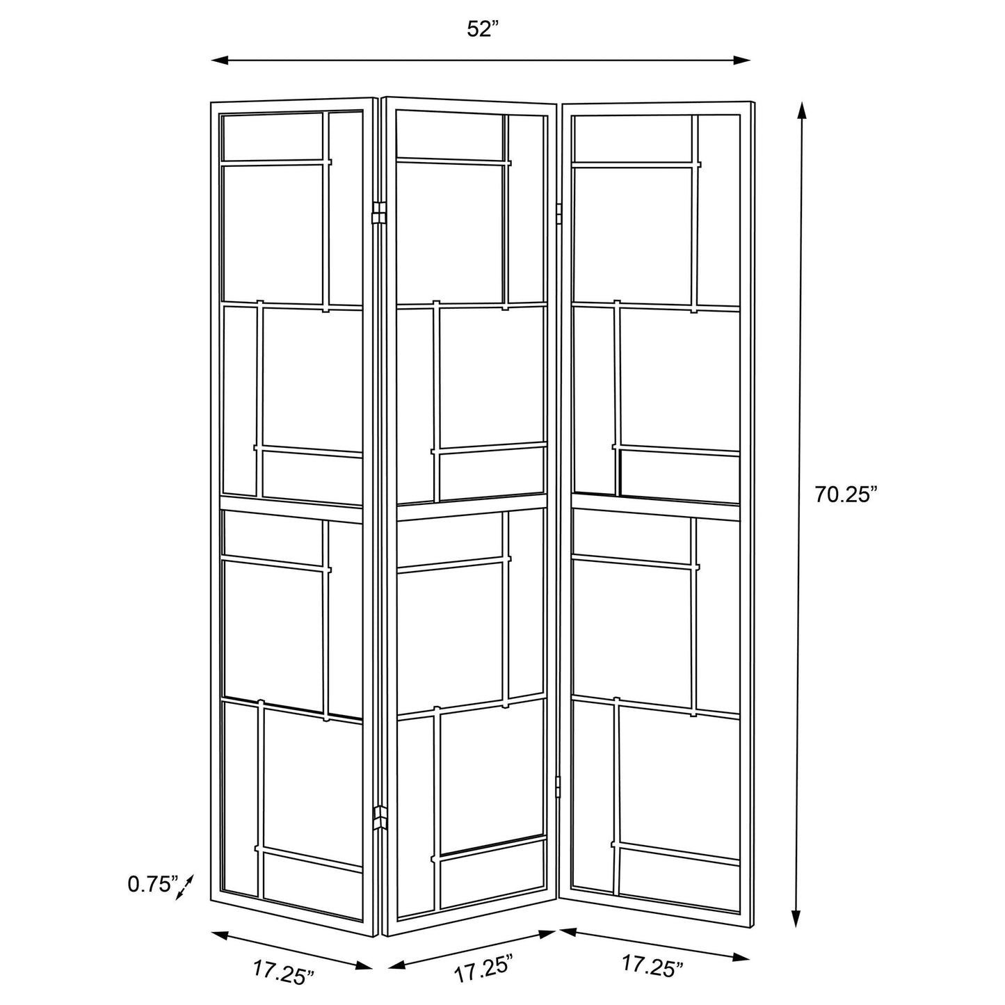 Damis 3-Panel Room Divider Folding Shoji Screen Black
