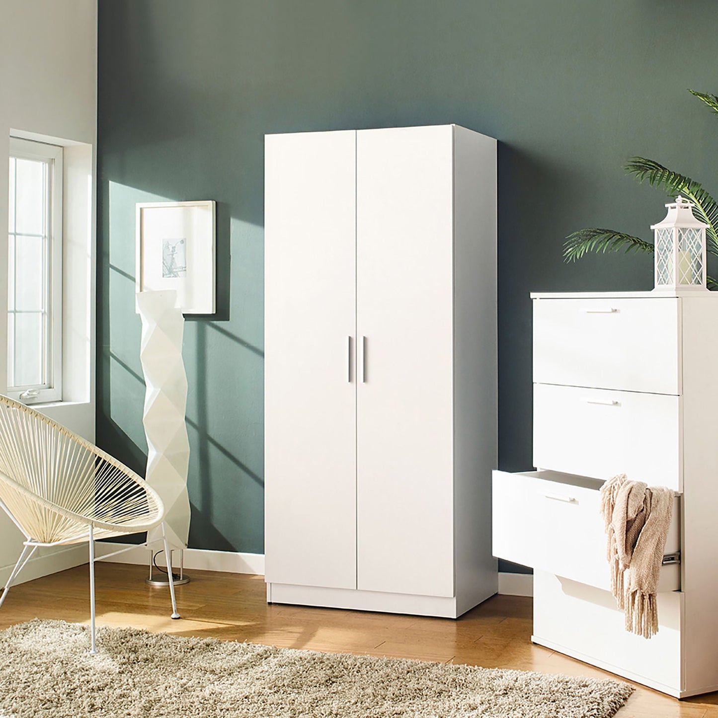 Viviane - Closet With Hanging Bars And 5 Shelves - White