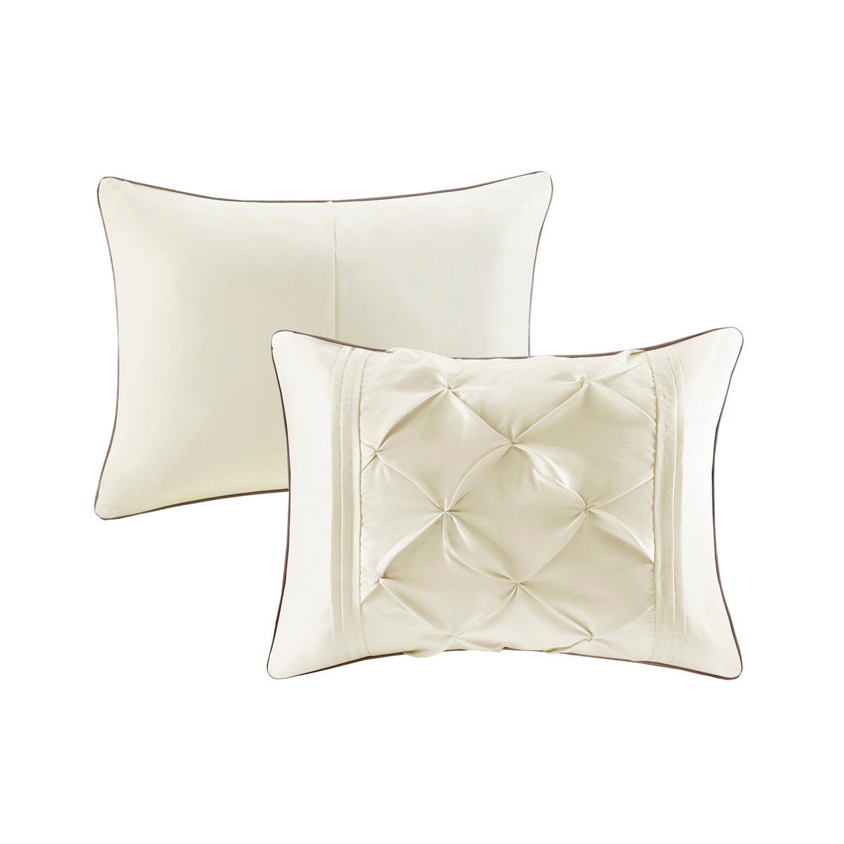 7 Piece Tufted Comforter Set Ivory Cal King