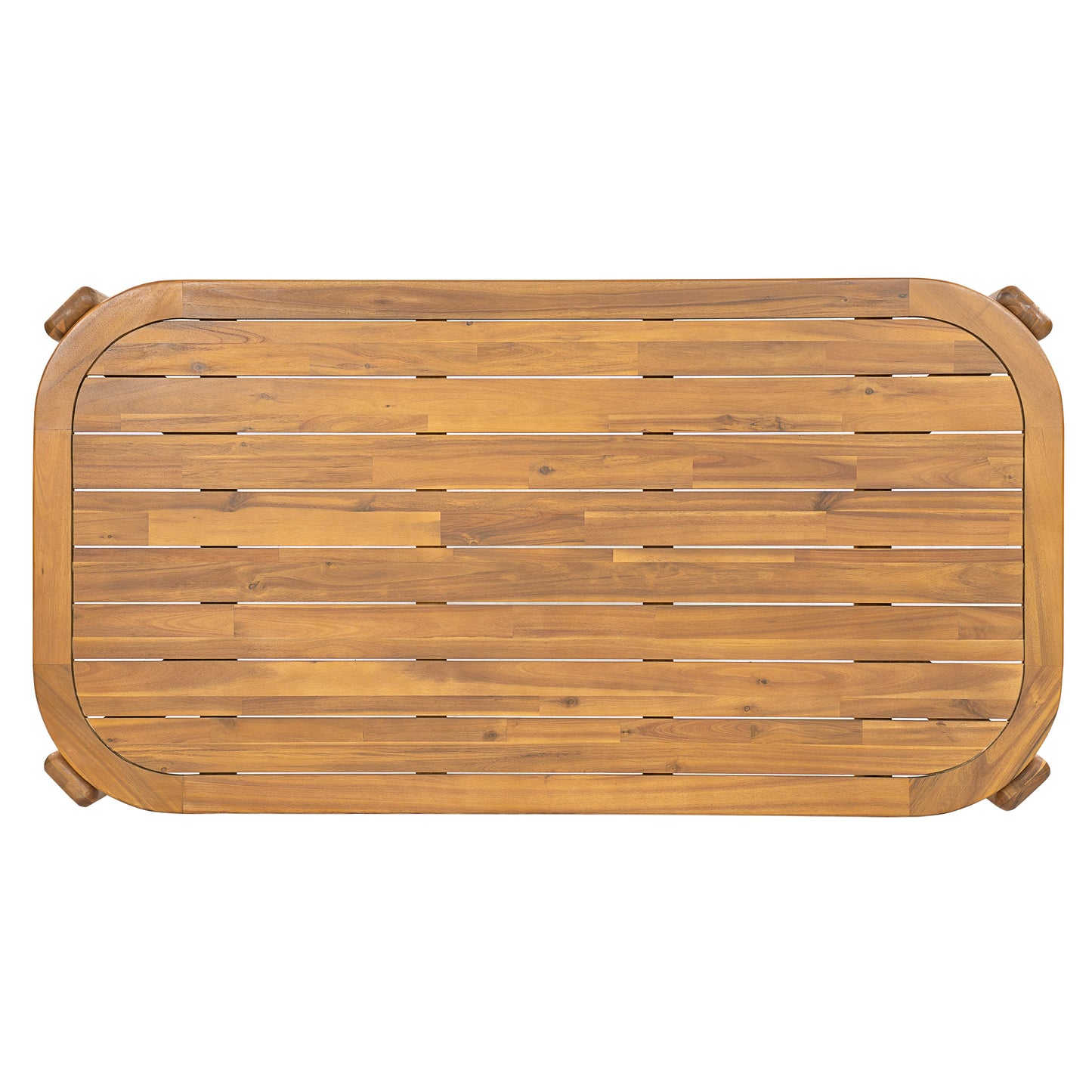 Kaja Outdoor Acacia Wood Dining Table, Teak Finish with Slat Design