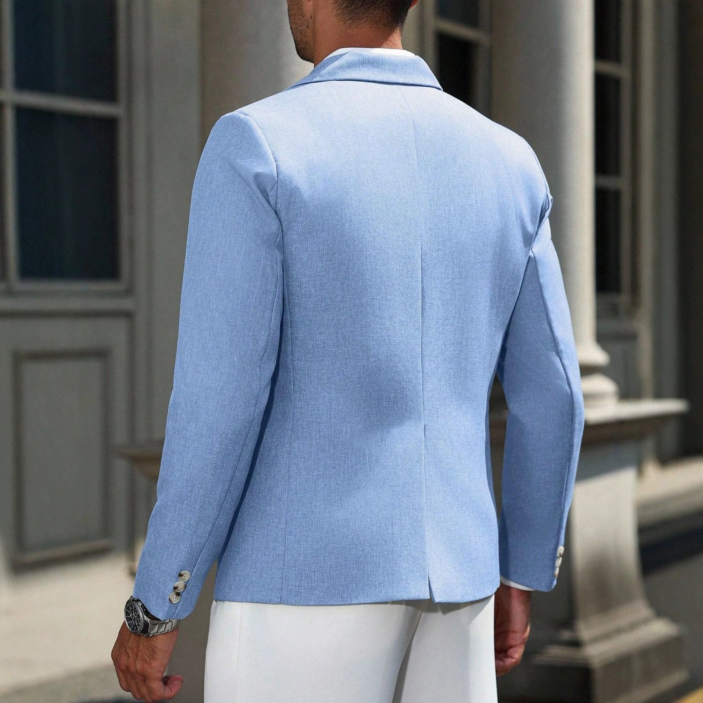 Mens Business-style Single-breasted Blazer With A Notch Lapel