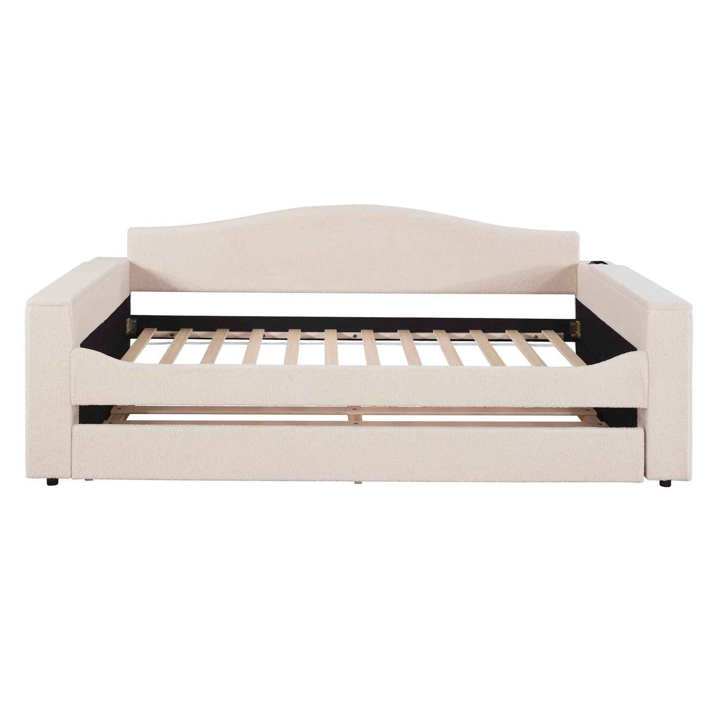 Upholstered Daybed With Storage Armrests, Trundle And Latest Integrated tooth Audio System
