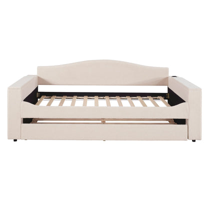 Upholstered Daybed With Storage Armrests, Trundle And Latest Integrated tooth Audio System