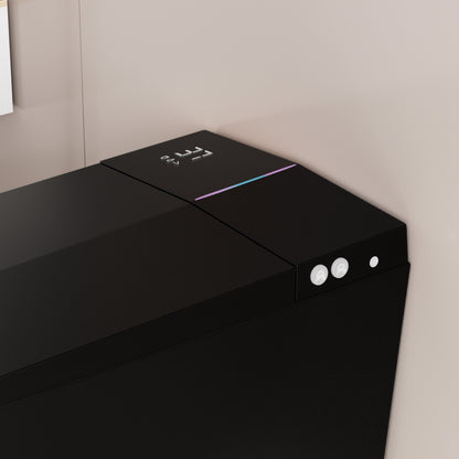Black Square Smart Toilet with Built-In Tank and Remote Control