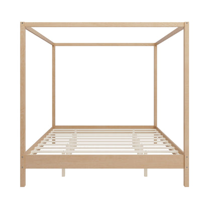 Canopy Bed Frame 4 Poster Platform Bed With Slats Support, No Box Spring Needed
