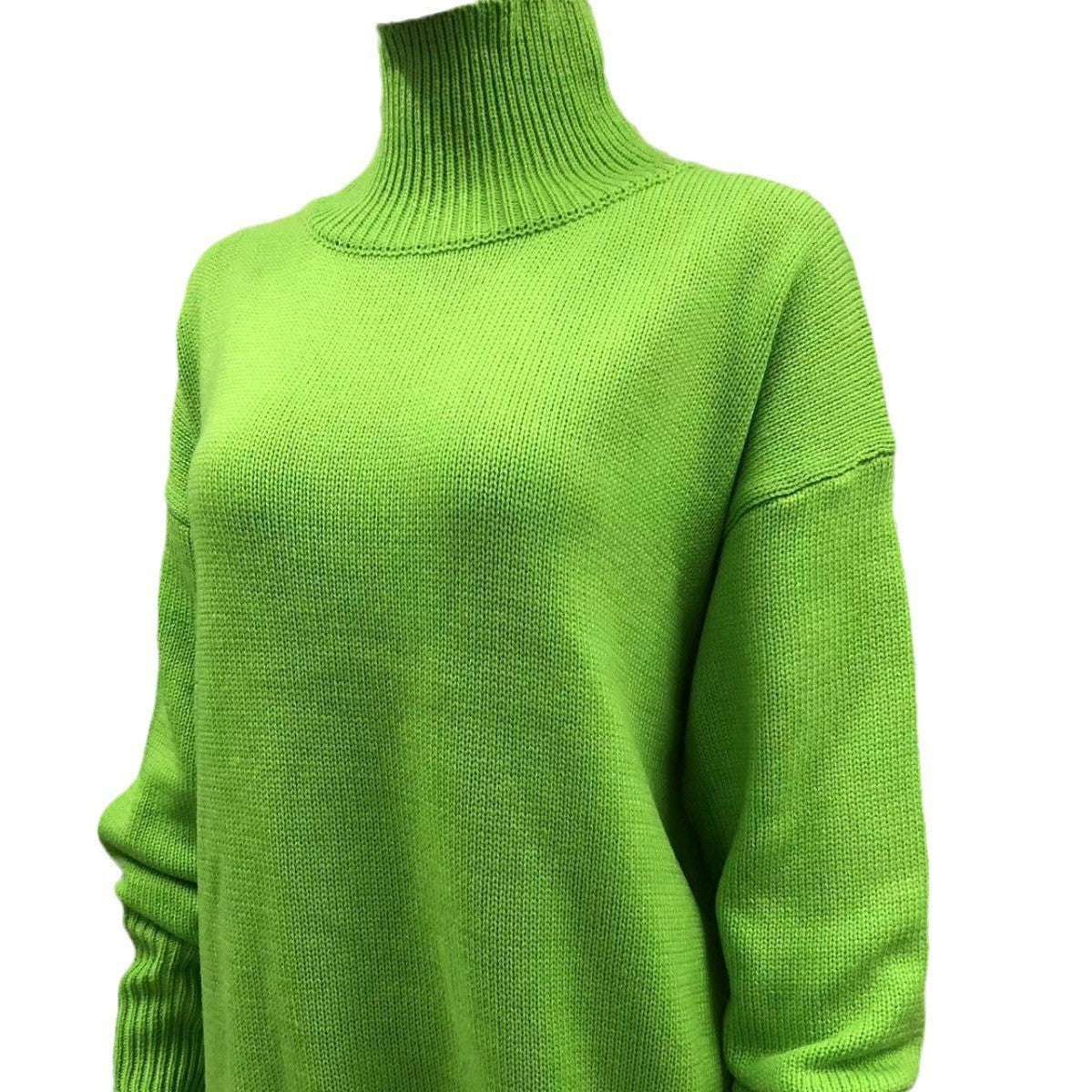 Vibrant Pink Oversized Turtleneck Knit Sweater | Women's Fuchsia High-Neck Party Pullover
