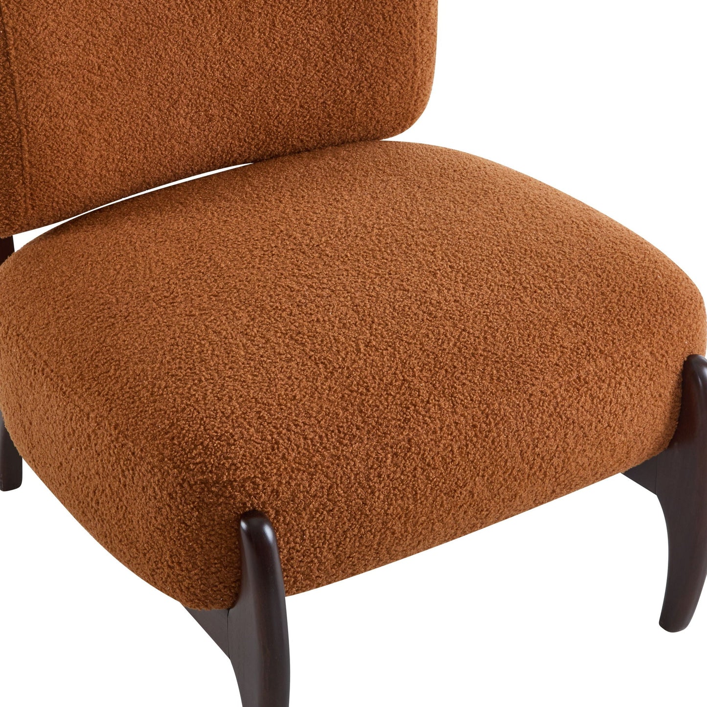 Modern Boucle Lounge Chair With Solid Wood Frame