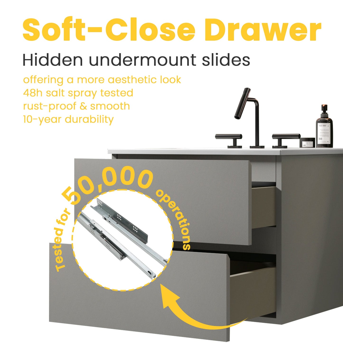 TIA 24" Wall Mount Space Grey Bathroom Vanity