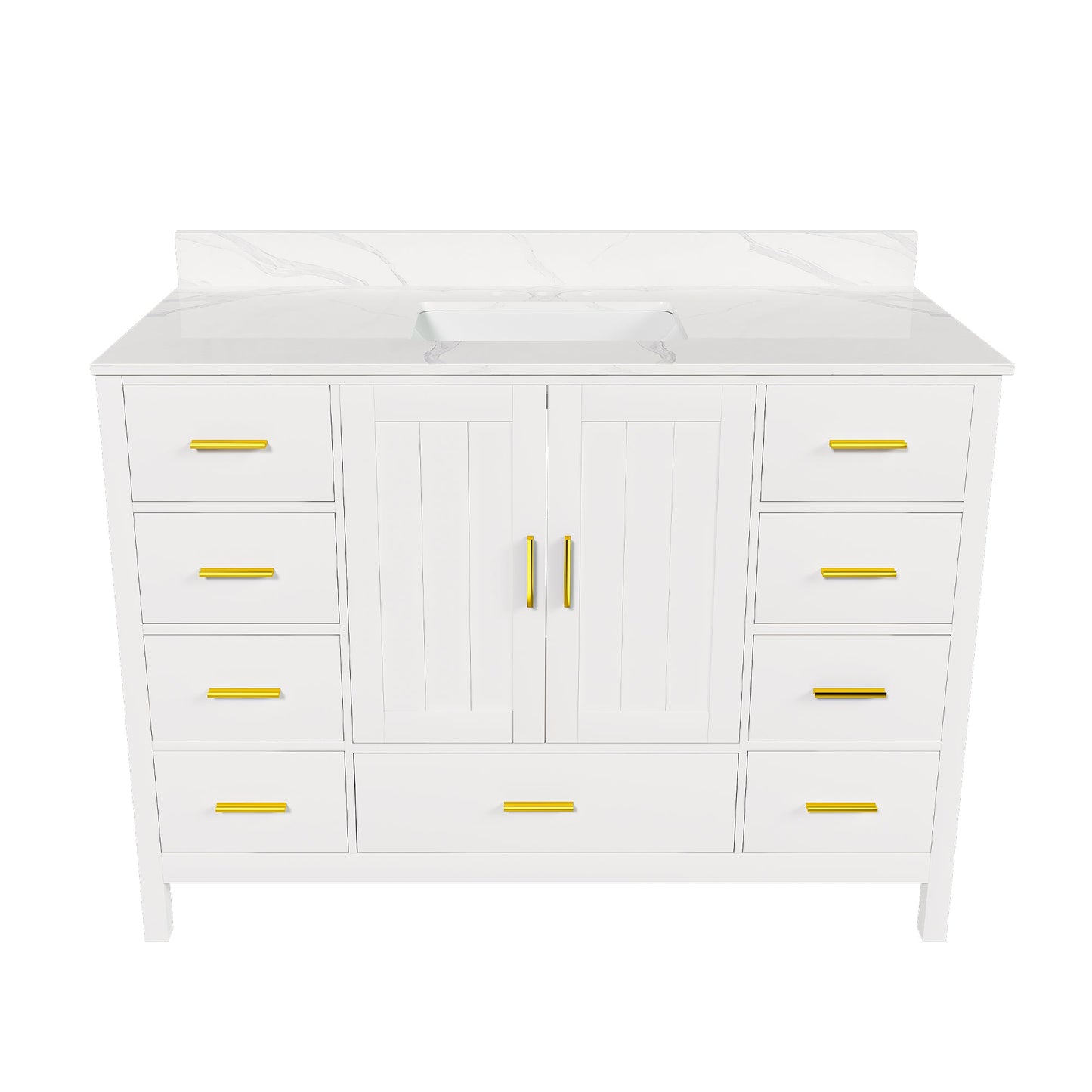48" Modern Solid Wood Bathroom Vanity with Sink, 49" Carrara