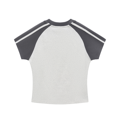 Contrast Stripes Bodycon Raglan  Sleeve T-Shirt
