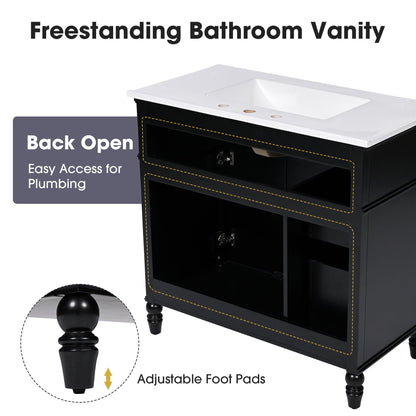 Bathroom Vanity With Sink, Freestanding Cabinet & Drawers