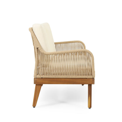 Hueber Outdoor And Rope 4 Seater Chat Set With Cushions - Teak