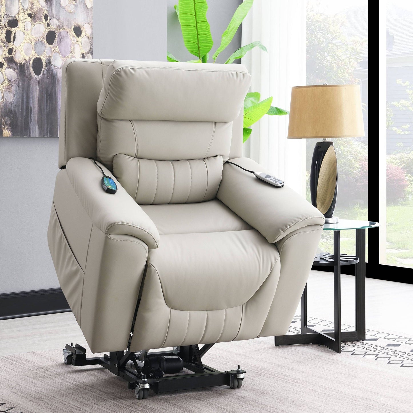 Marsha - Power Recliner With Lift & Massage - Light Gray
