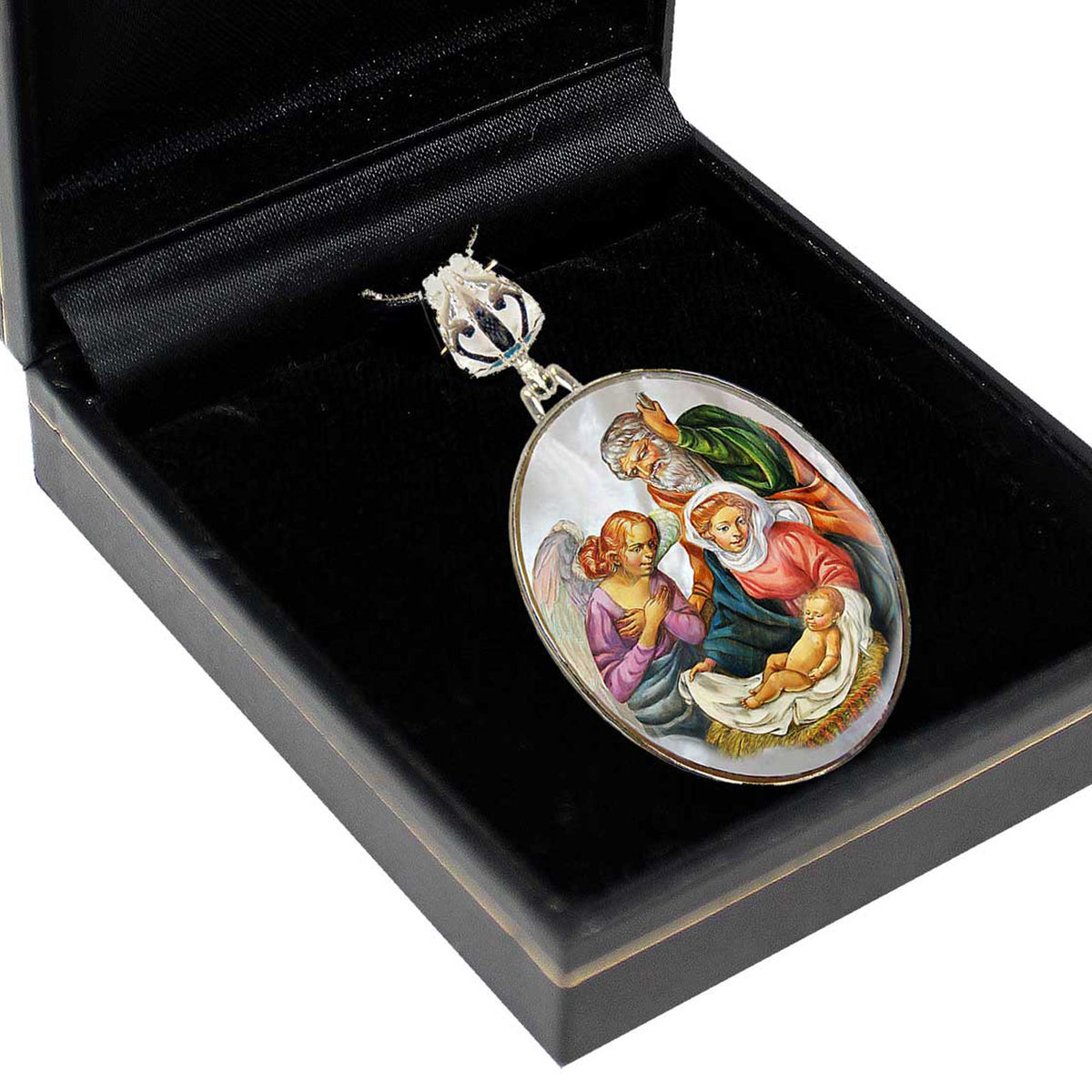 The Holy Family Silver Plated Mother of Pearl Necklace - 43020