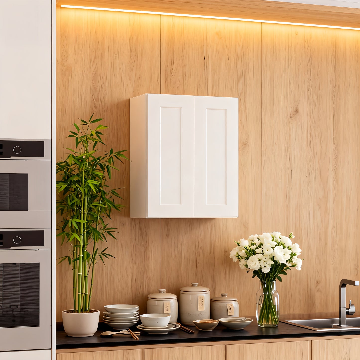 White Shaker Solid Wood Wall Cabinet with Soft-Close Doors