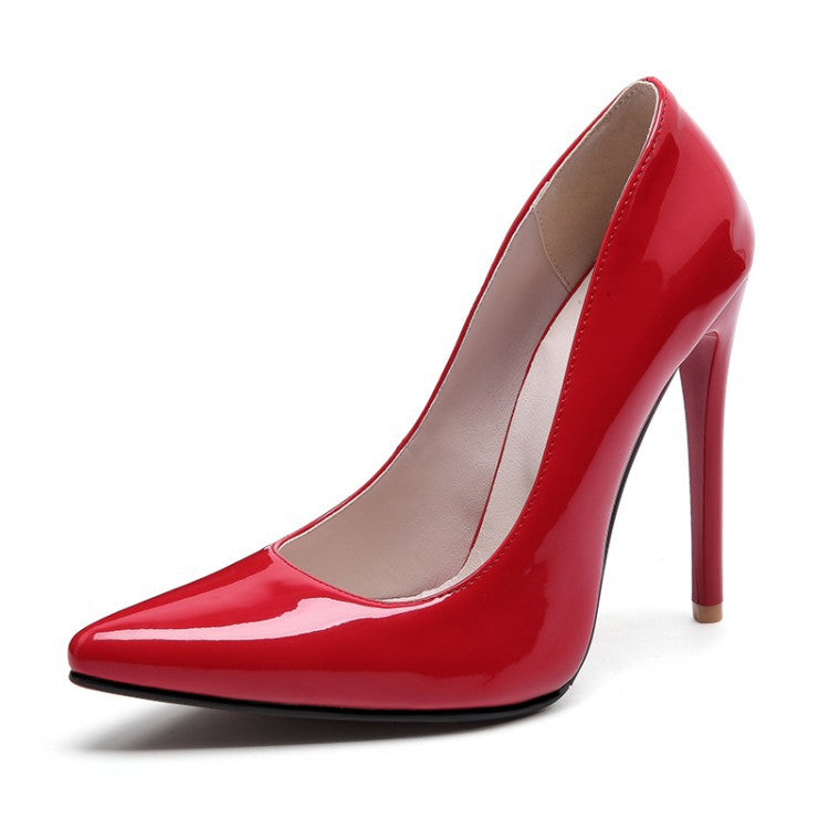 Stiletto-heeled Pointed-toe Professional Womens Shoes All-leather Pointed High Heels