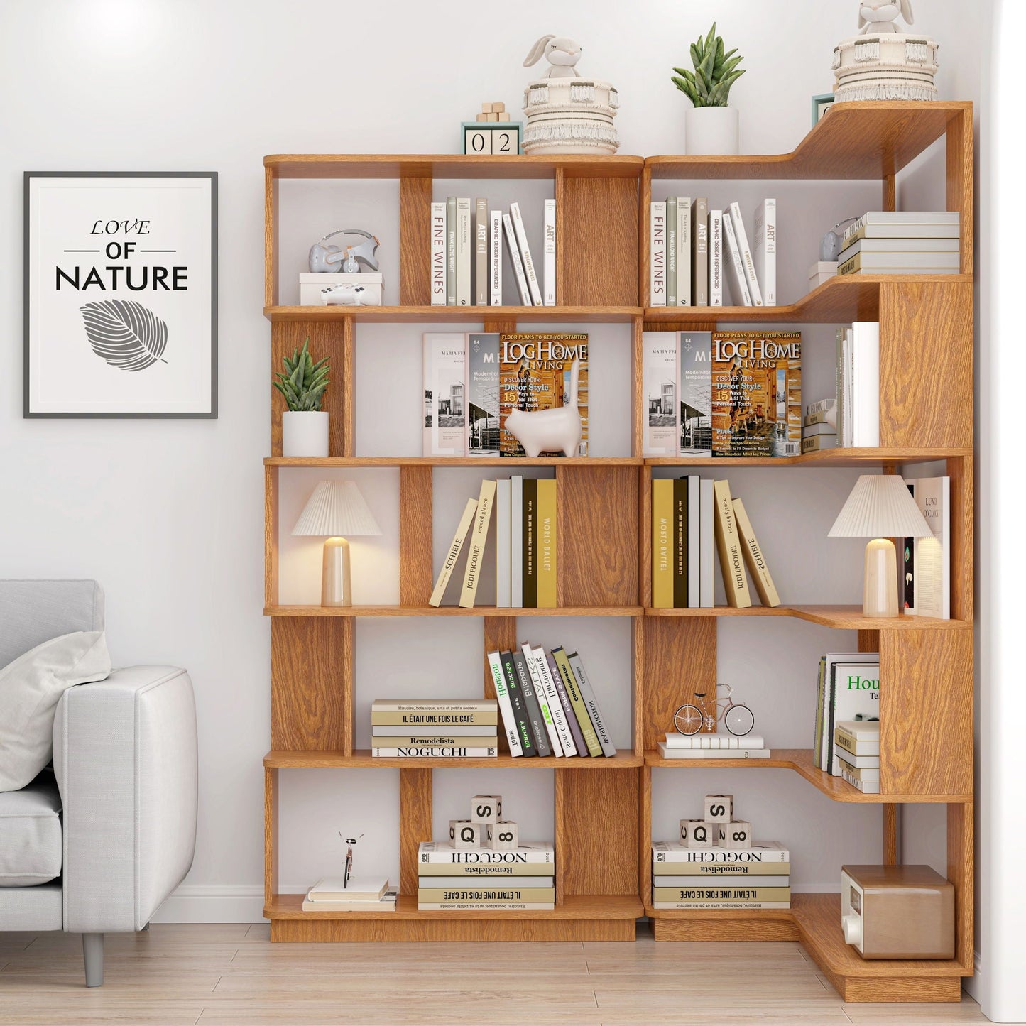 Modern 5 Tier Open Storage Bookcase