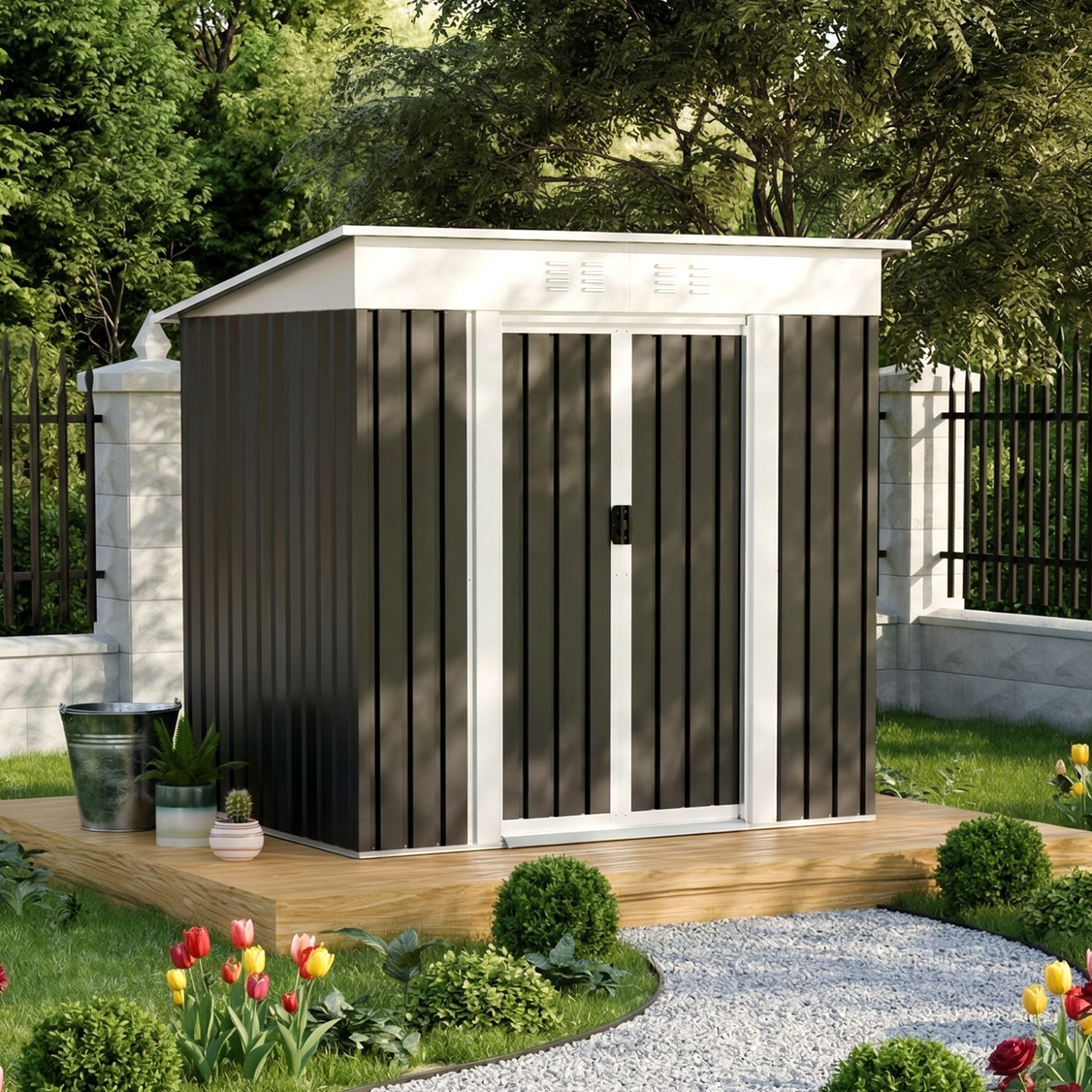 6x4 Ft Garden Shed for Patio and Outdoor Storage