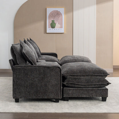 Modern Sectional Sofa With Removable Ottomans, USB Ports