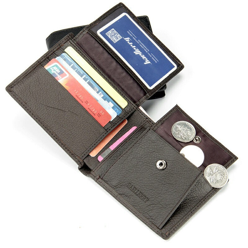 Genuine Leather Two-Fold Short Coin Purse For Men