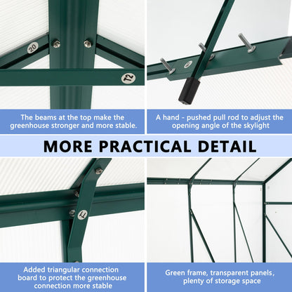 Polycarbonate house Raised Base And Anchor Aluminum Heavy Duty Walk-In houses For Outdoor Backyard In All Season