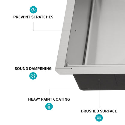 Undermount Workstation Kitchen Sink Stainless Steel Single Bowl