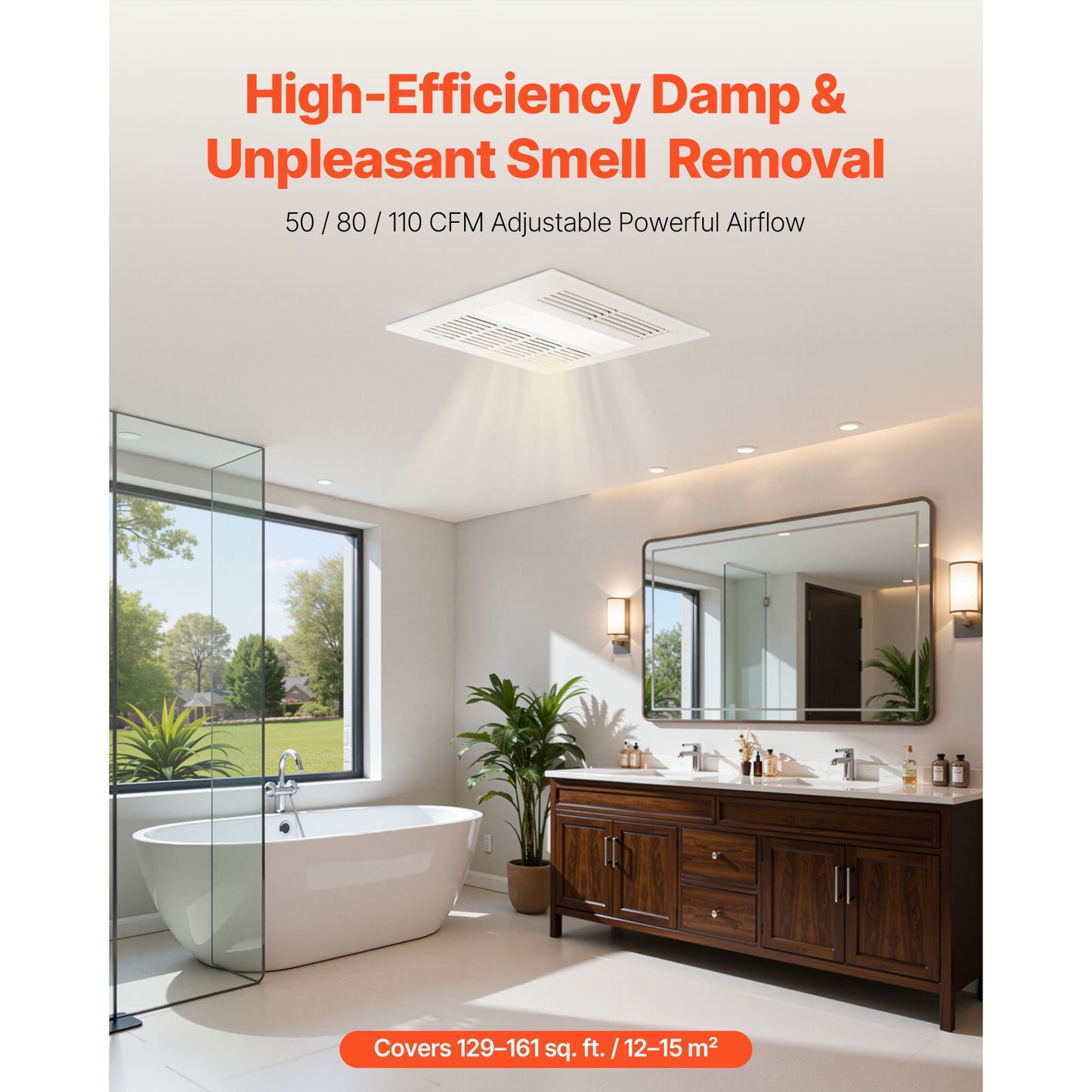 Bathroom Exhaust Fan with Light and Heater