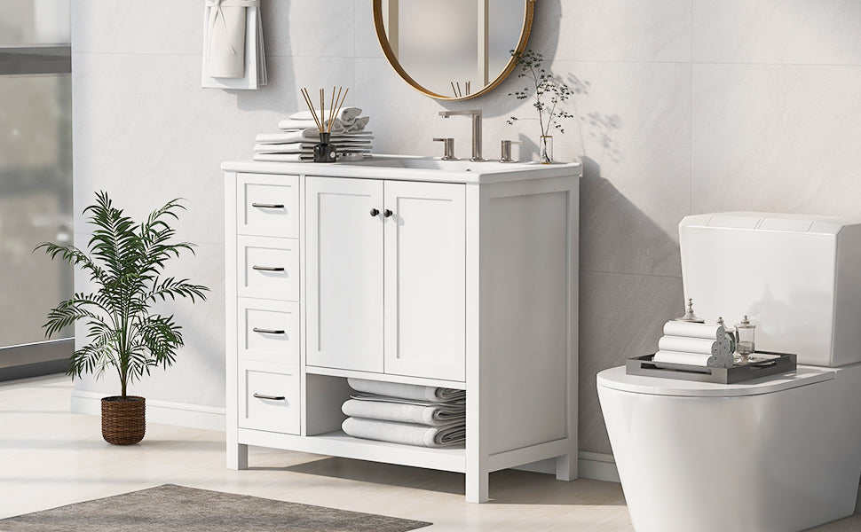 36" Bathroom Vanity with Sink Top and Storage Cabinet