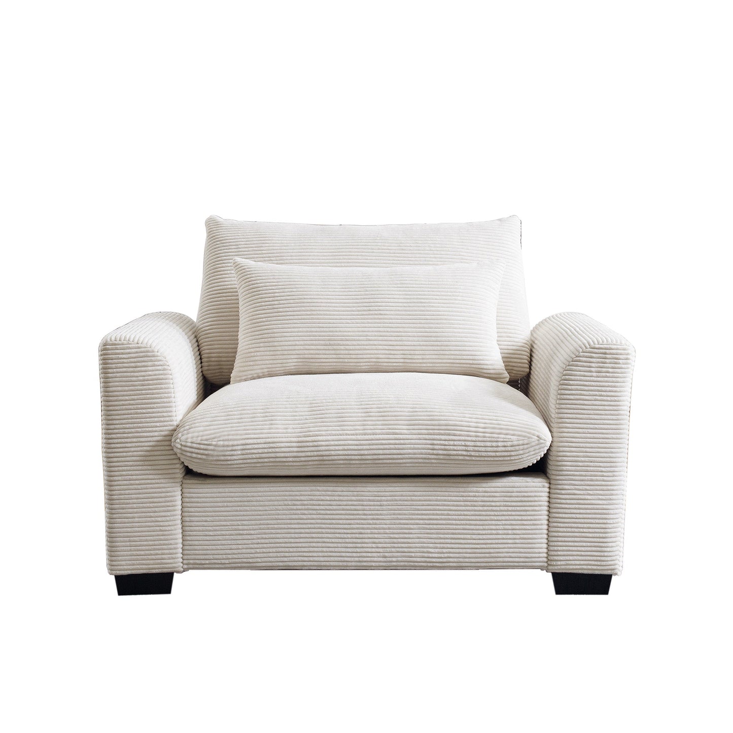 Beige Corduroy Deep Seat Single Sofa Accent Chair