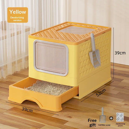 Extra-large Fully Enclosed Drawer-Type Foldable Cat Litter Box