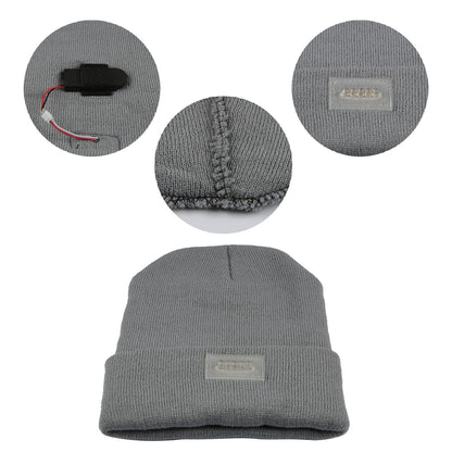 Unisex 5 LED Knitted Beanie Winter Warm Hat Camping Jogging Running Cap Headlamp