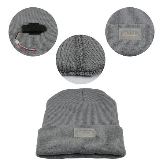Unisex 5 LED Knitted Beanie Winter Warm Hat Camping Jogging Running Cap Headlamp
