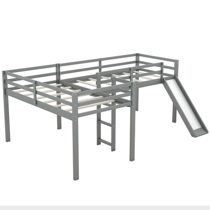 L Shaped Loft Bed With Ladder And Slide
