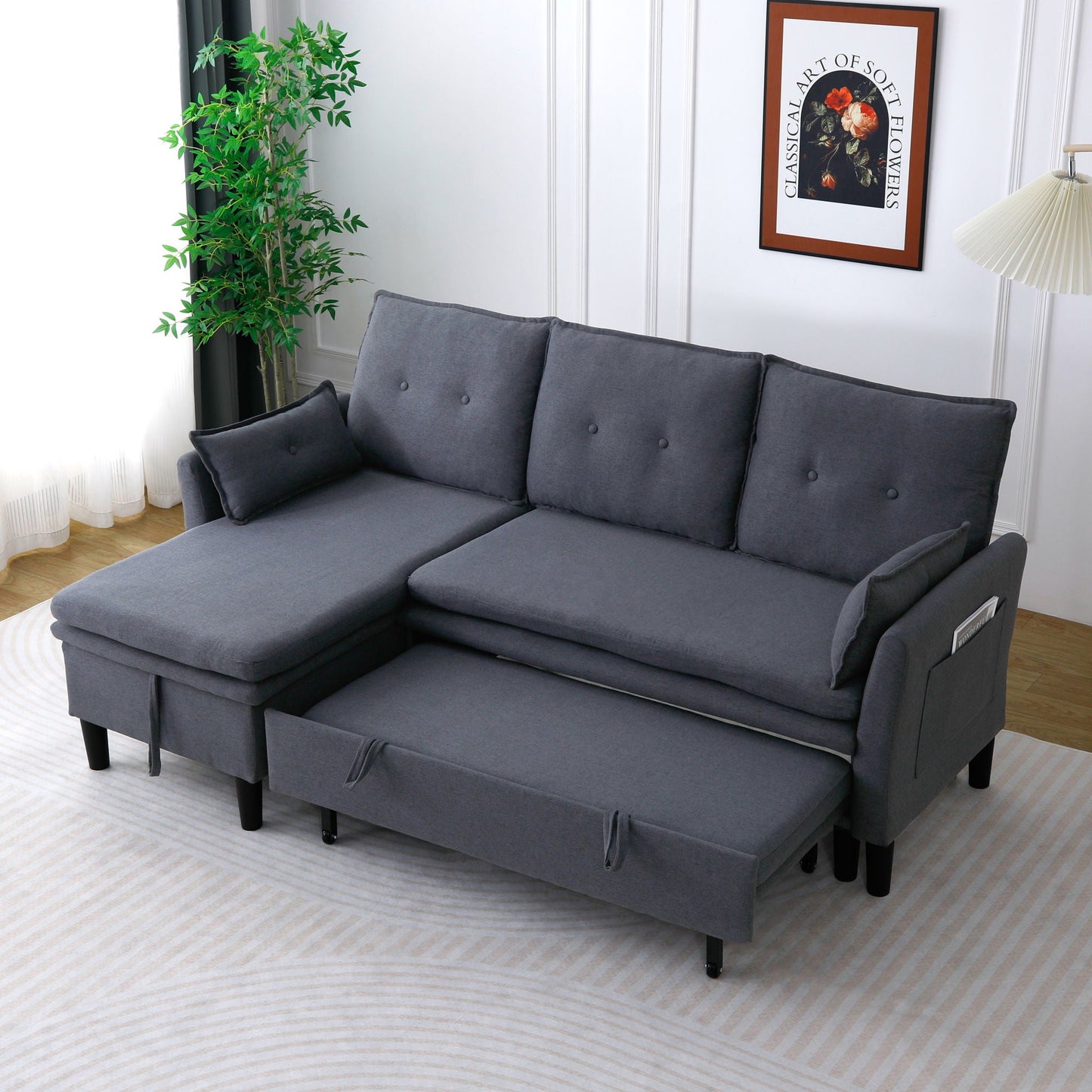 L-Shaped Reversible Chaise Sectional Sofa With Storage