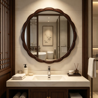 Round Wood Wall Mirror - 31.5"