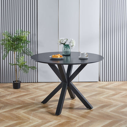 Table Mid-Century Dining Table For 4 - 6 People With Round Table Top, Pedestal Dining Table, End Table Leisure Coffee Table, Cross Leg