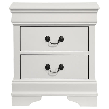 Louis Philippe 2-drawer Nightstand Bedside Table White